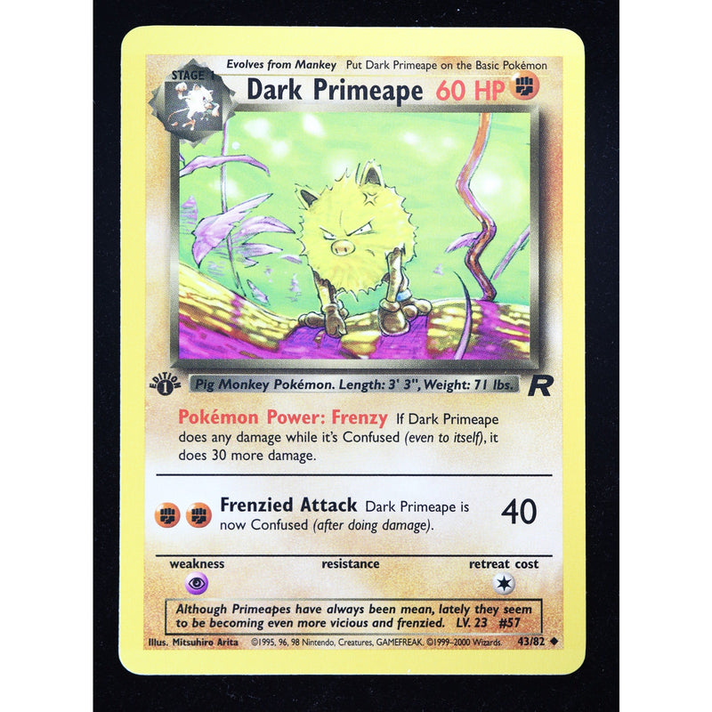 Pokemon Dark Primeape 43/82 Team Rocket 1st Edition English LP