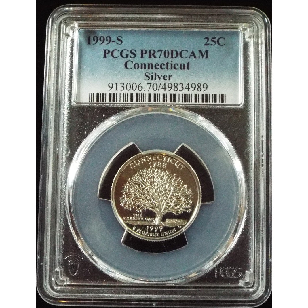 1999-S Connecticut Silver State Quarter PCGS PR70DCAM obverse