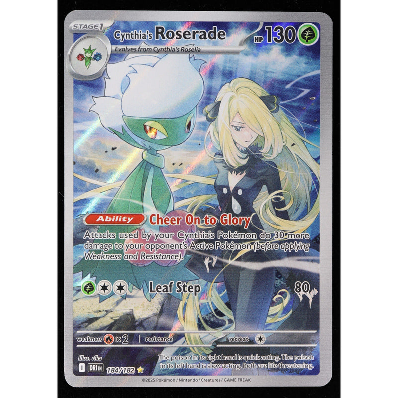 Pokémon Cynthia's Roserade 184/182 Illustration Rare – Destined Rivals – Near Mint back