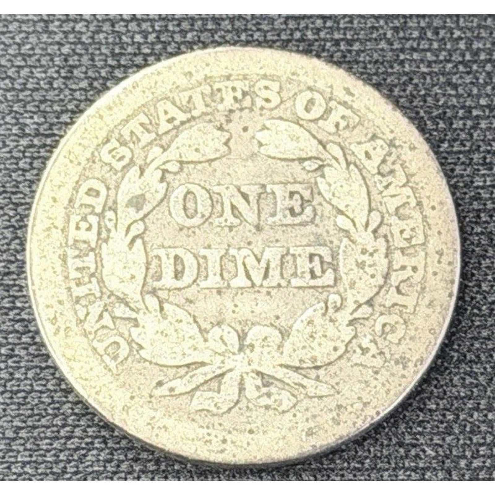1845 P Seated Liberty Dime reverse early silver 10C coin