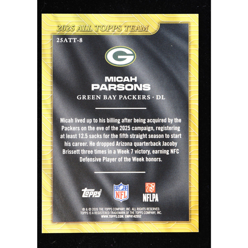 2026 Topps Flagship Micah Parsons All Topps Team 25ATT-8 — Near Mint