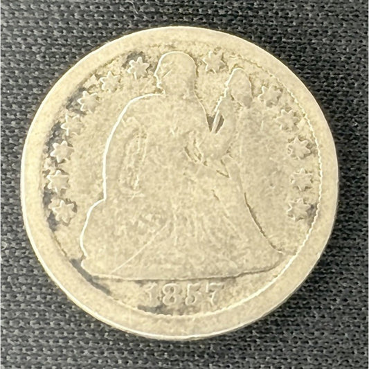 1857 Seated Liberty Dime obverse early silver 10C coin