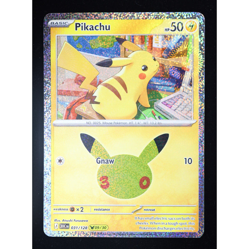 Pokemon Pikachu 031/128 09/30 30th Celebration Holo English NM
