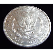 1881 S Morgan Silver Dollar reverse angled reflective surface view
