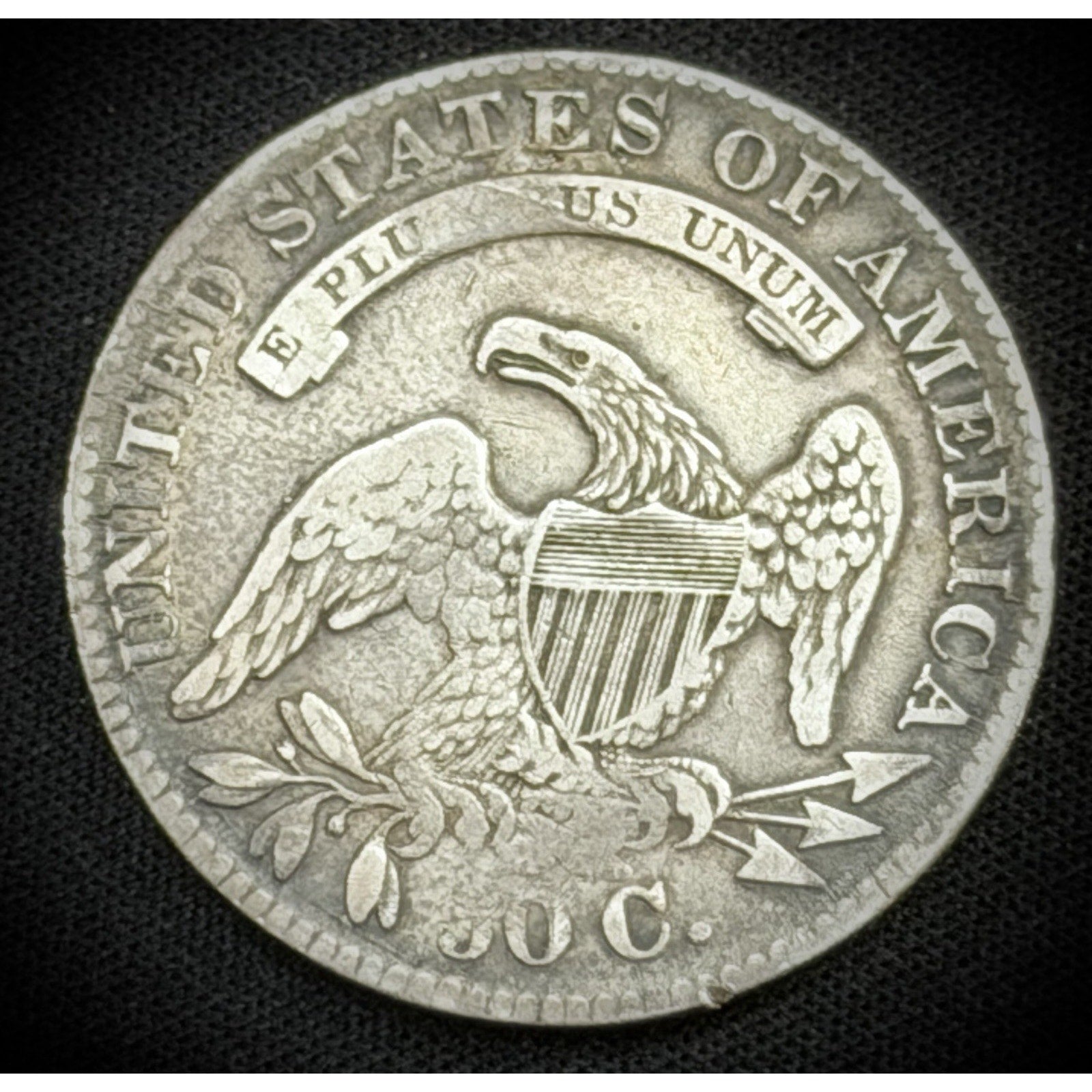 1833 Capped Bust Half Dollar reverse XF early silver coin