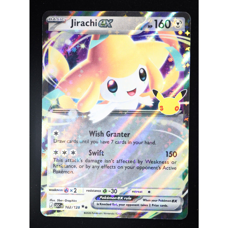Pokemon Jirachi ex 102/128 Double Rare 30th Celebration Holo English NM