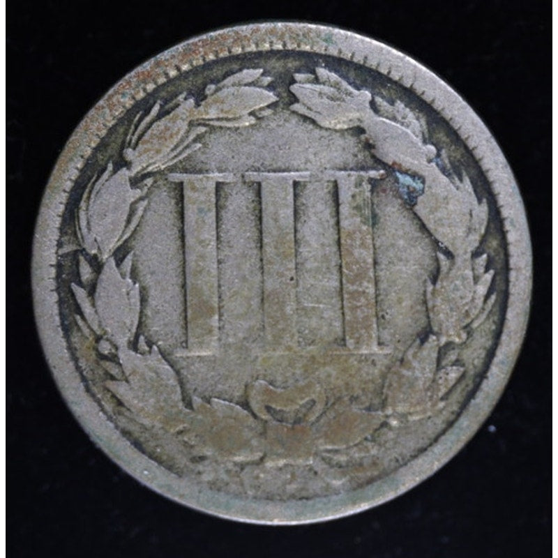 1865 Three Cent Nickel Civil War Era US Coin Better Detail