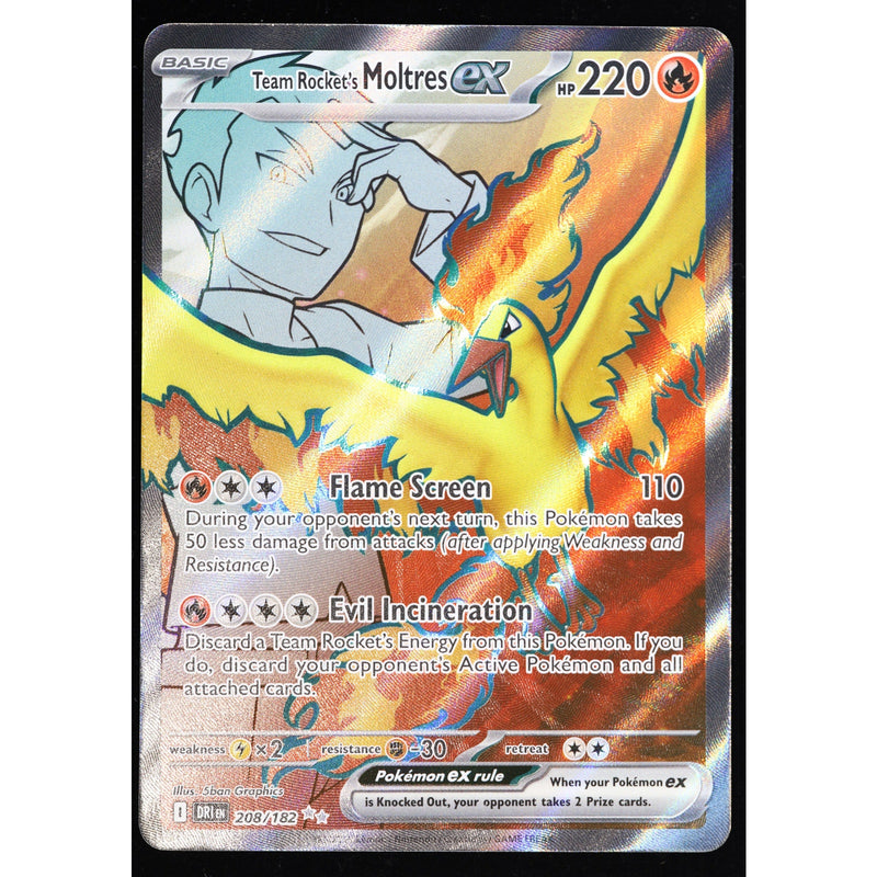 Pokemon Team Rocket's Moltres ex 208/182 Destined Rivals Holo English NM