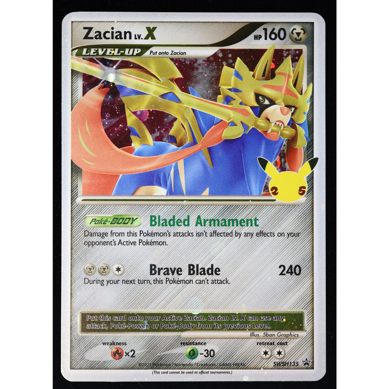 Pokemon Zacian LV.X SWSH135 Celebrations Promo Holo English NM