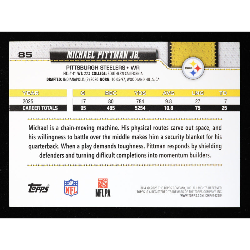 2026 Topps Flagship Michael Pittman Jr #85 Silver Crackle Foil back