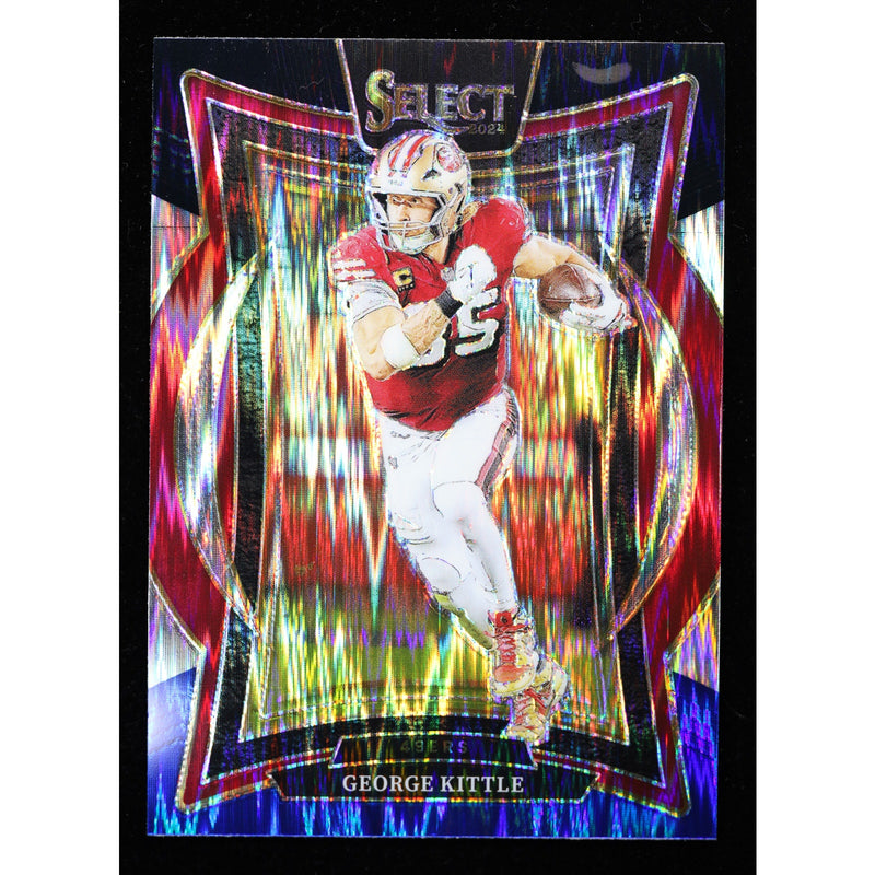 2024 Panini Select George Kittle #58 Black Red Shock Prizm Football front