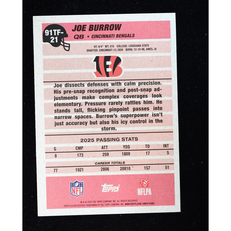2026 Topps Flagship Joe Burrow 1991 Crackle Foil 91TF-21 — Near Mint