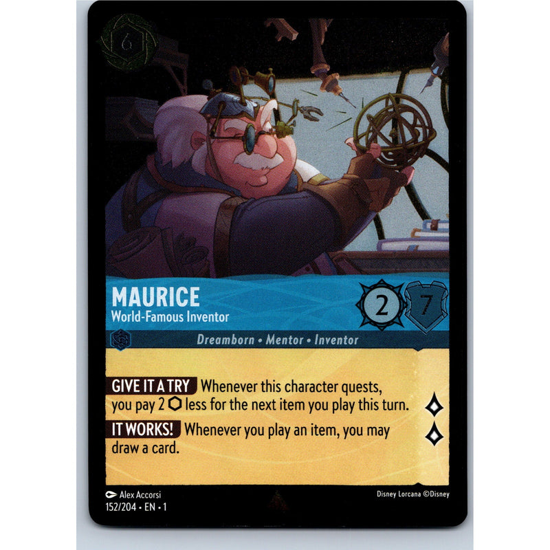 Disney Lorcana Maurice - World-Famous Inventor 152/204 TFC Rare Nonfoil NM