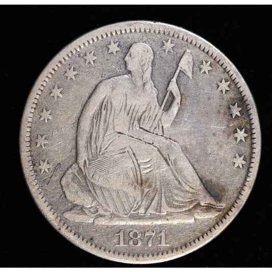 1871 Seated Liberty Half Dollar Silver 50C Coin Obverse