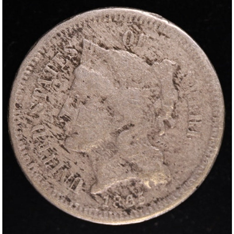 1865 Three Cent Nickel Civil War Era US Coin