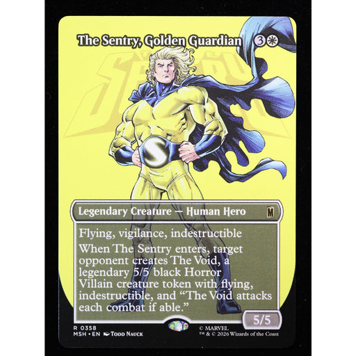 The Sentry, Golden Guardian 0358 MSH borderless Magic: The Gathering card, front view, Near Mint nonfoil.