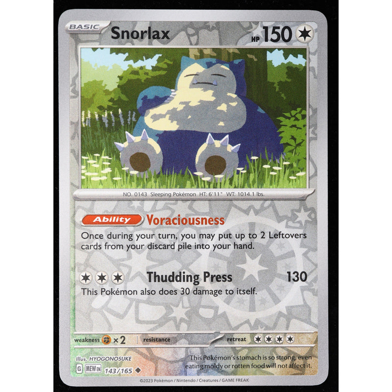 Pokemon Snorlax 143/165 Scarlet & Violet 151 Reverse Holo