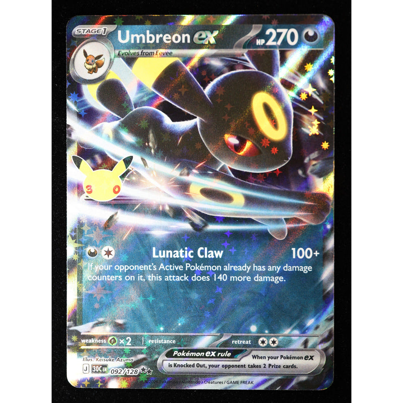 Pokemon Umbreon ex 092/128 Double Rare 30th Celebration Holo English NM