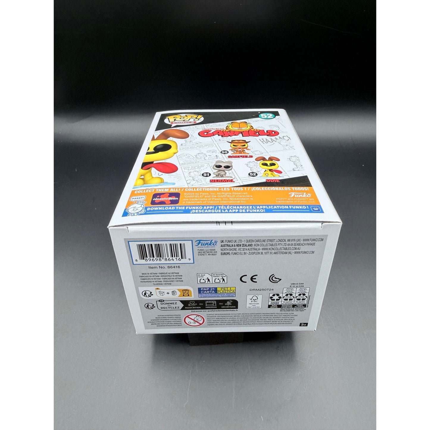 Funko Pop Odie 52 Garfield Comics bottom box view