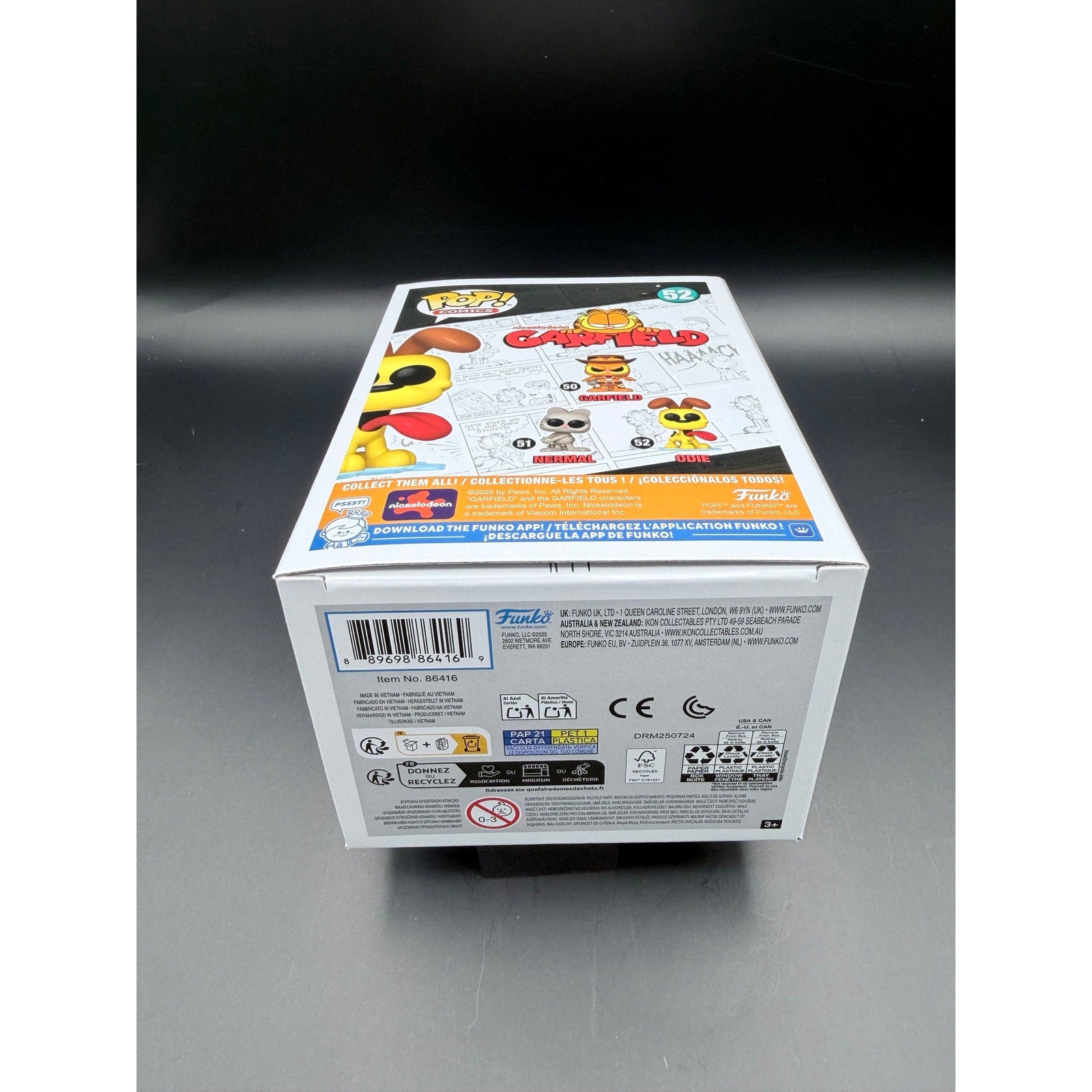Funko Pop Odie 52 Garfield Comics bottom box view