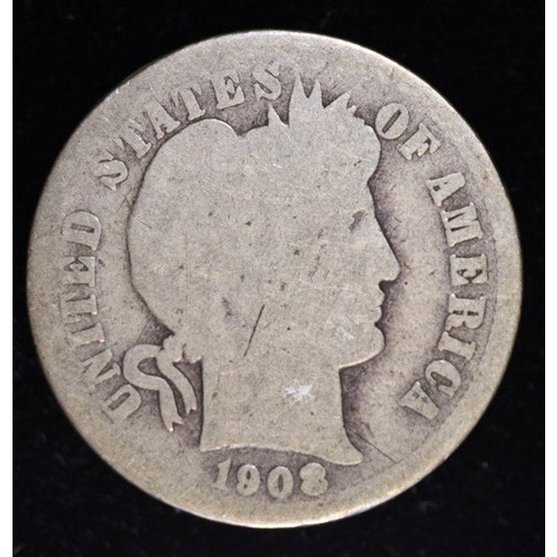 1908 Barber Dime Silver 10C Coin