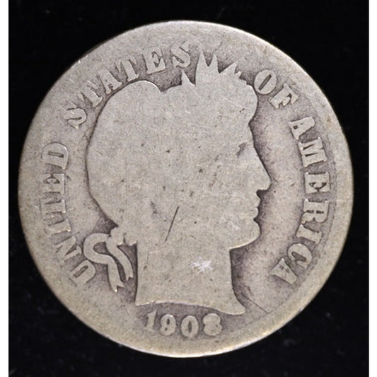 1908 Barber Dime Silver 10C Coin