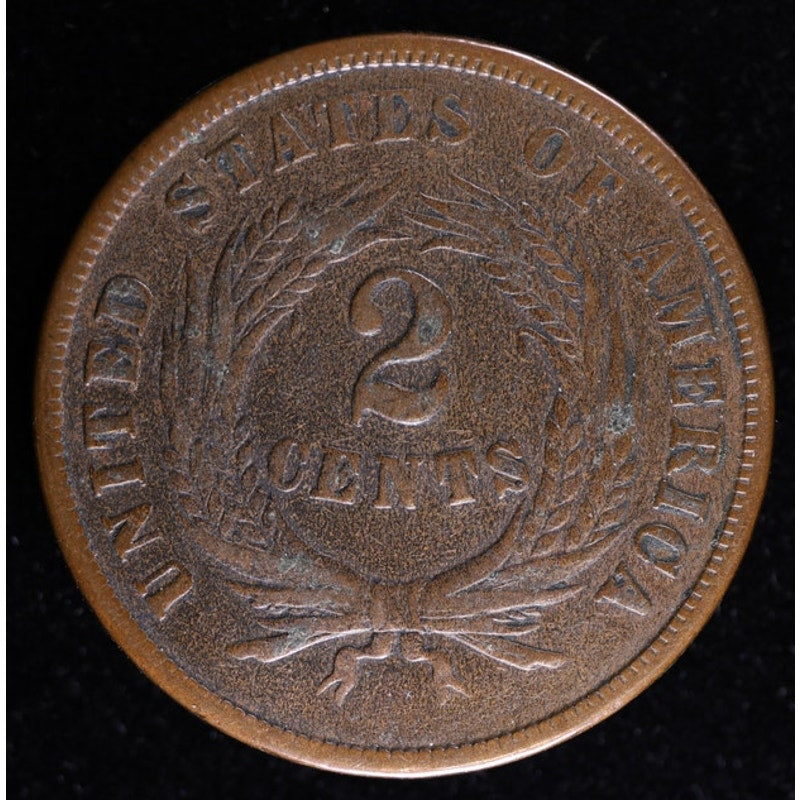 1864 Two Cent Piece First Year Issue Civil War Era US Coin