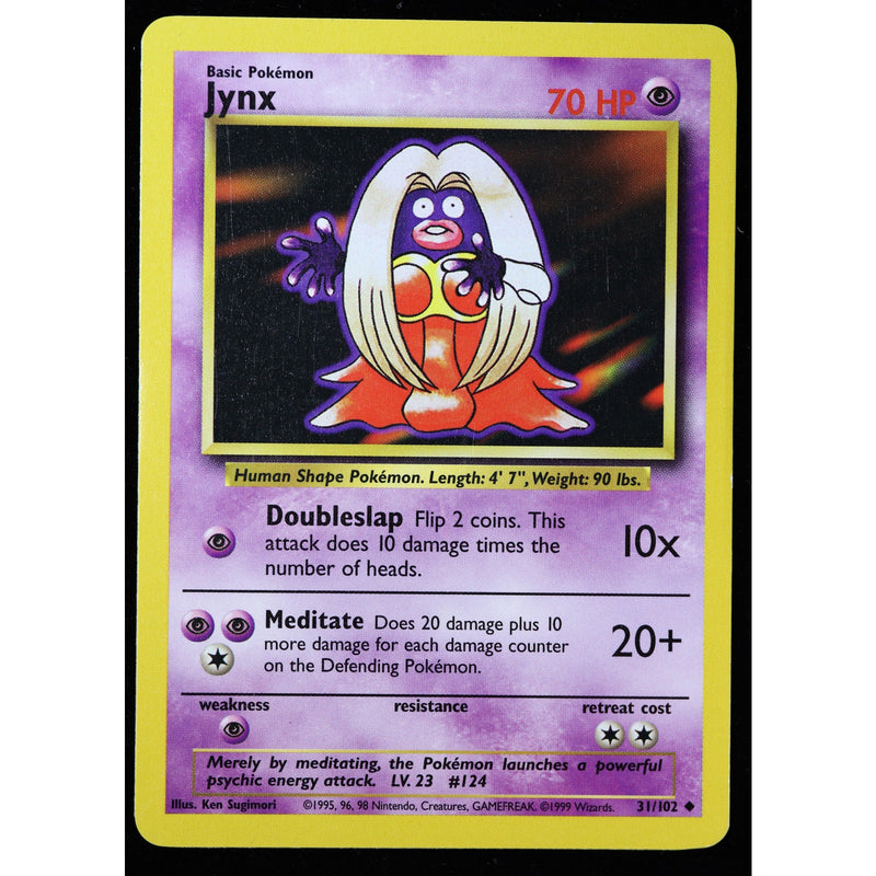 Jynx 31/102 Base Set Unlimited 1999 Pokemon WOTC Vintage LP