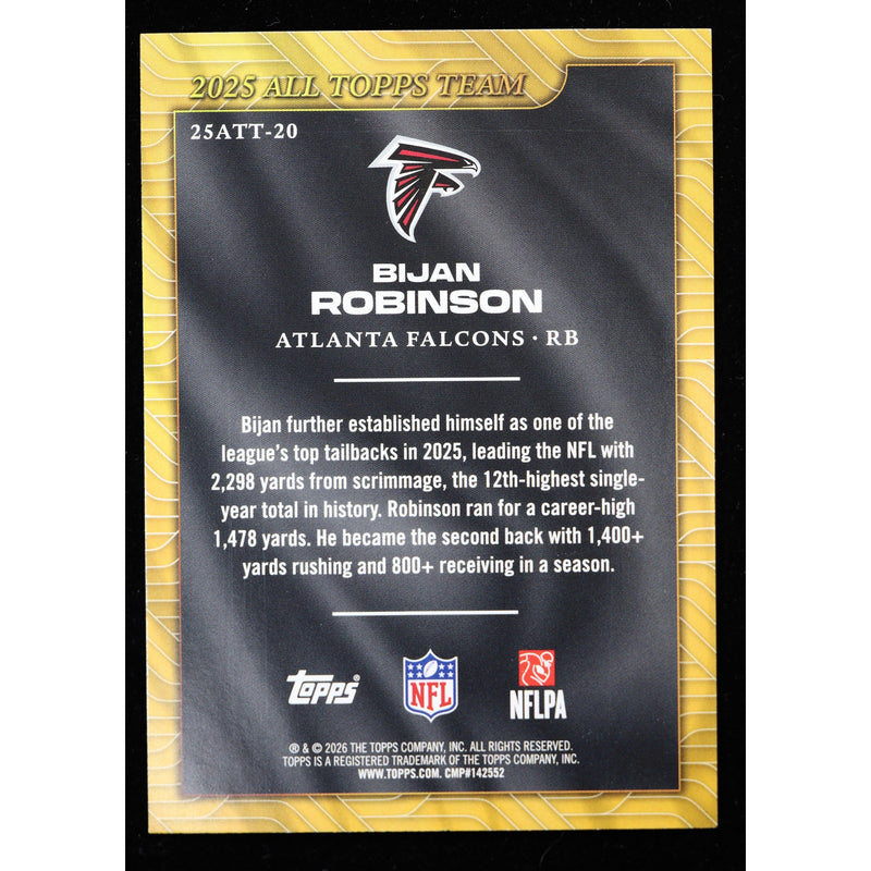 2026 Topps Flagship Bijan Robinson 2025 All Topps Team 25ATT-20 back