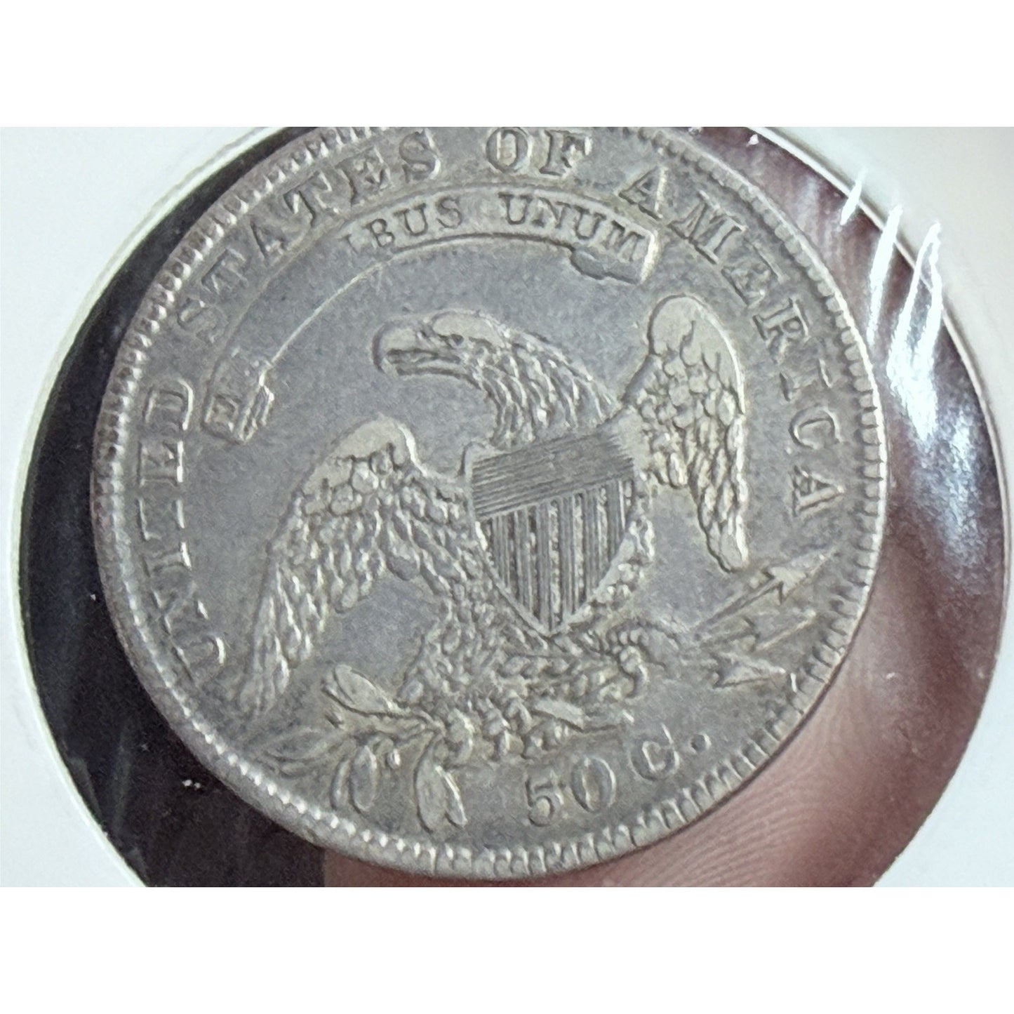 1834 Small Date Stars Letters Capped Bust Half Dollar close reverse