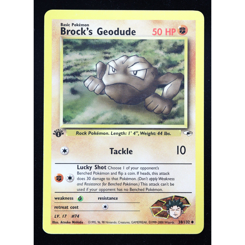 Pokemon Brock's Geodude 38/132 Gym Heroes 1st Edition English LP