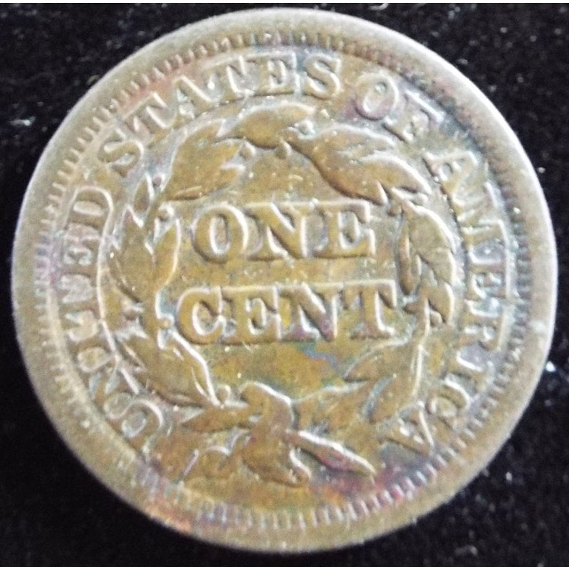 1849 Braided Hair Large Cent reverse early U.S. copper coin