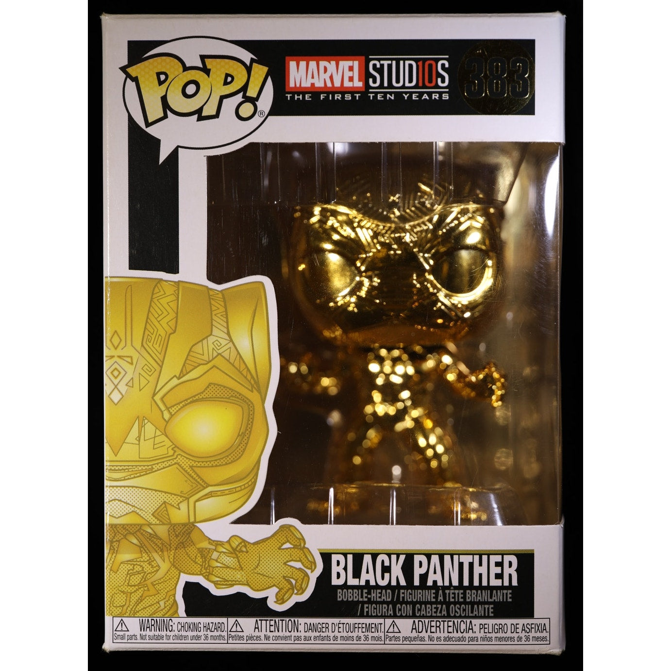 Funko Pop Marvel Black Panther Gold Chrome #383 Marvel Studios First Ten Years