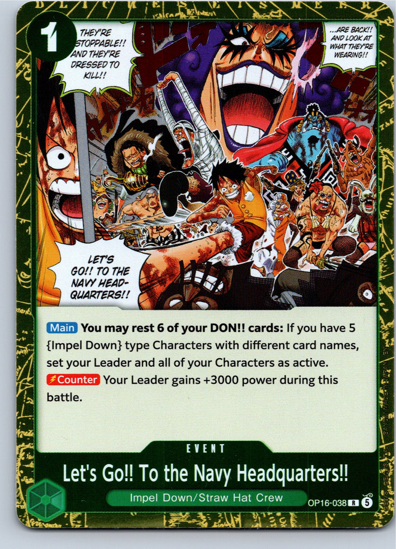 Let's Go!! To the Navy Headquarters!! OP16-038 Rare Foil One Piece card front